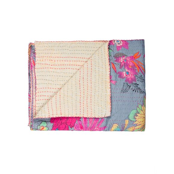 Taj Hotel Home Decor Kantha Cotton Throw | 1-Piece | Multicolor | 50"x70" - Picture 1 of 2